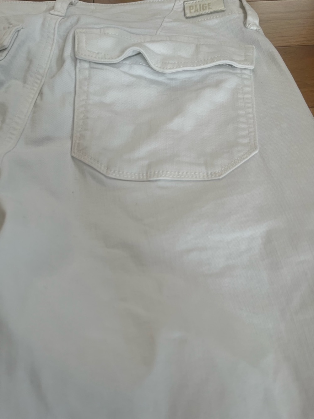 PAIGE Mayslie High Rise Cargo Cotton Straight Leg Joggers in Crisp White - Picture 14 of 15
